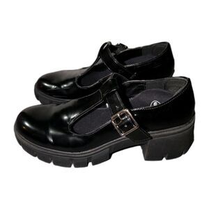 Mary Jane Loafers Womens Sz 8 M Haddie Black Platform Lug Y2K Retro Goth Chunky*